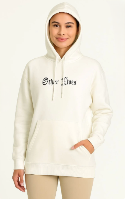 Kadın kapşonlu sweatshirt “Other Lives“ baskılı