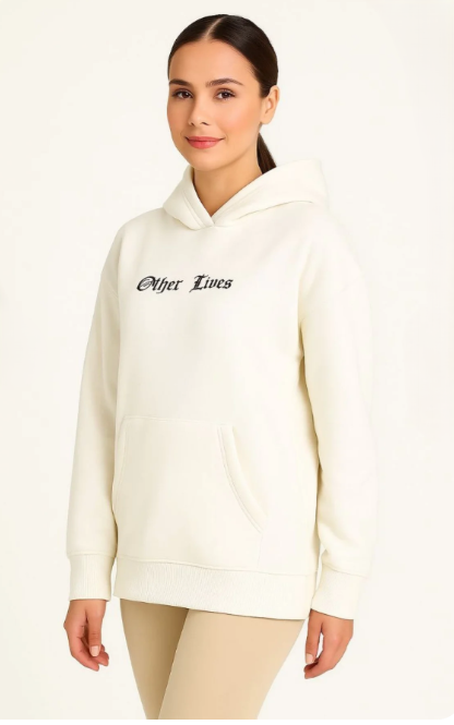 Kadın kapşonlu sweatshirt “Other Lives“ baskılı