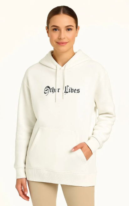 Kadın kapşonlu sweatshirt “Other Lives“ baskılı
